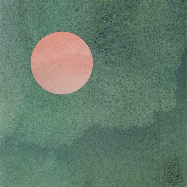 green sky landscape moon orange